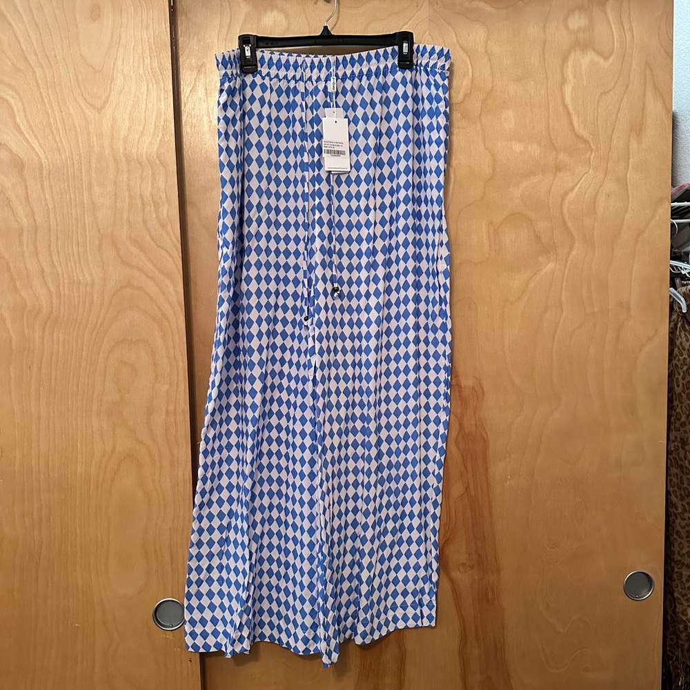 Proud Poppy Blue and White Checkered Pants